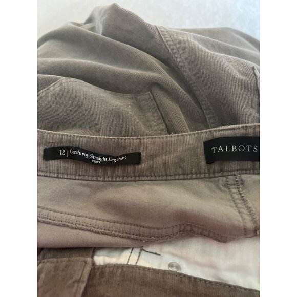 Talbots Corduroy Straight Leg Pants Curvy Fit Size 12 Gray Stretch Classic Style - Picture 13 of 15